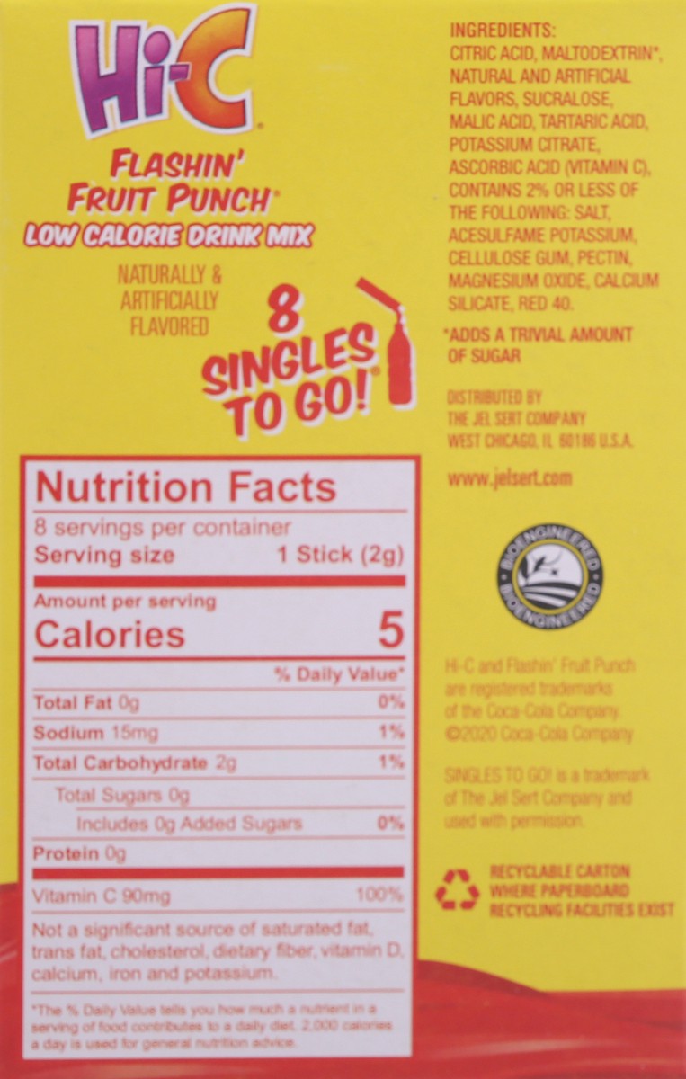 slide 5 of 9, Hi-C Singles to Go! Flashin' Fruit Punch Low Calorie Drink Mix - 8 ct, 8 ct