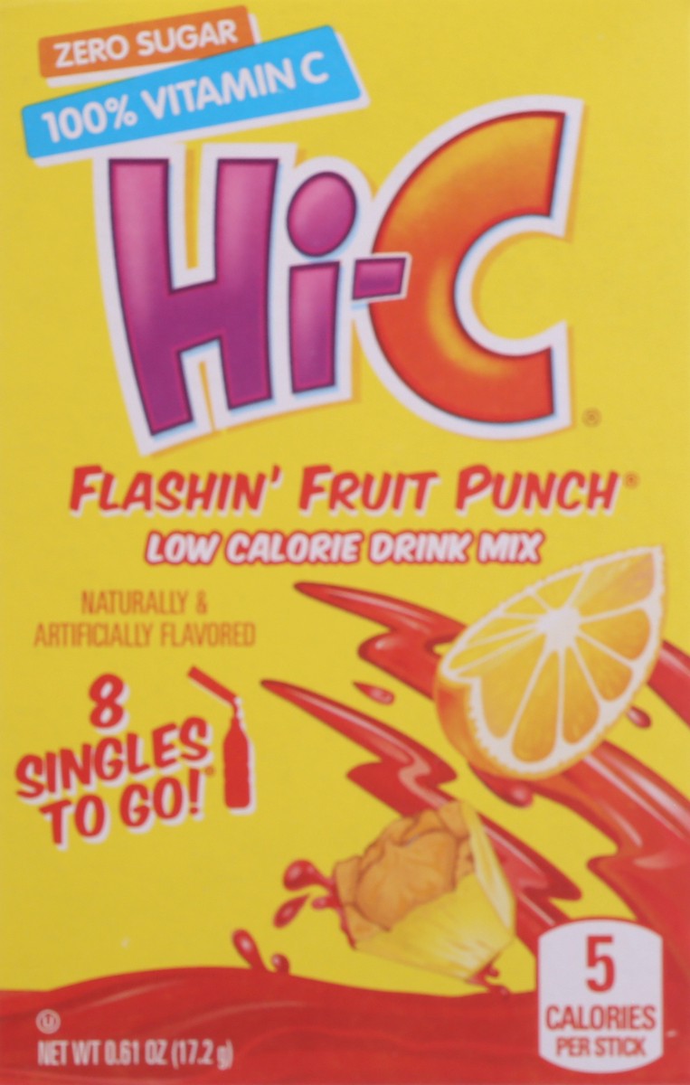 slide 6 of 9, Hi-C Singles to Go! Flashin' Fruit Punch Low Calorie Drink Mix - 8 ct, 8 ct