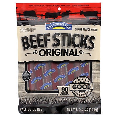 slide 1 of 1, Hill Country Fare Original Beef Sticks, 5.5 oz