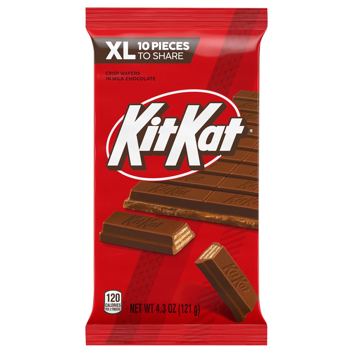 slide 1 of 7, KIT KAT Milk Chocolate Wafer XL Candy Bar, 4.3 oz (10 Pieces), 4.5 oz