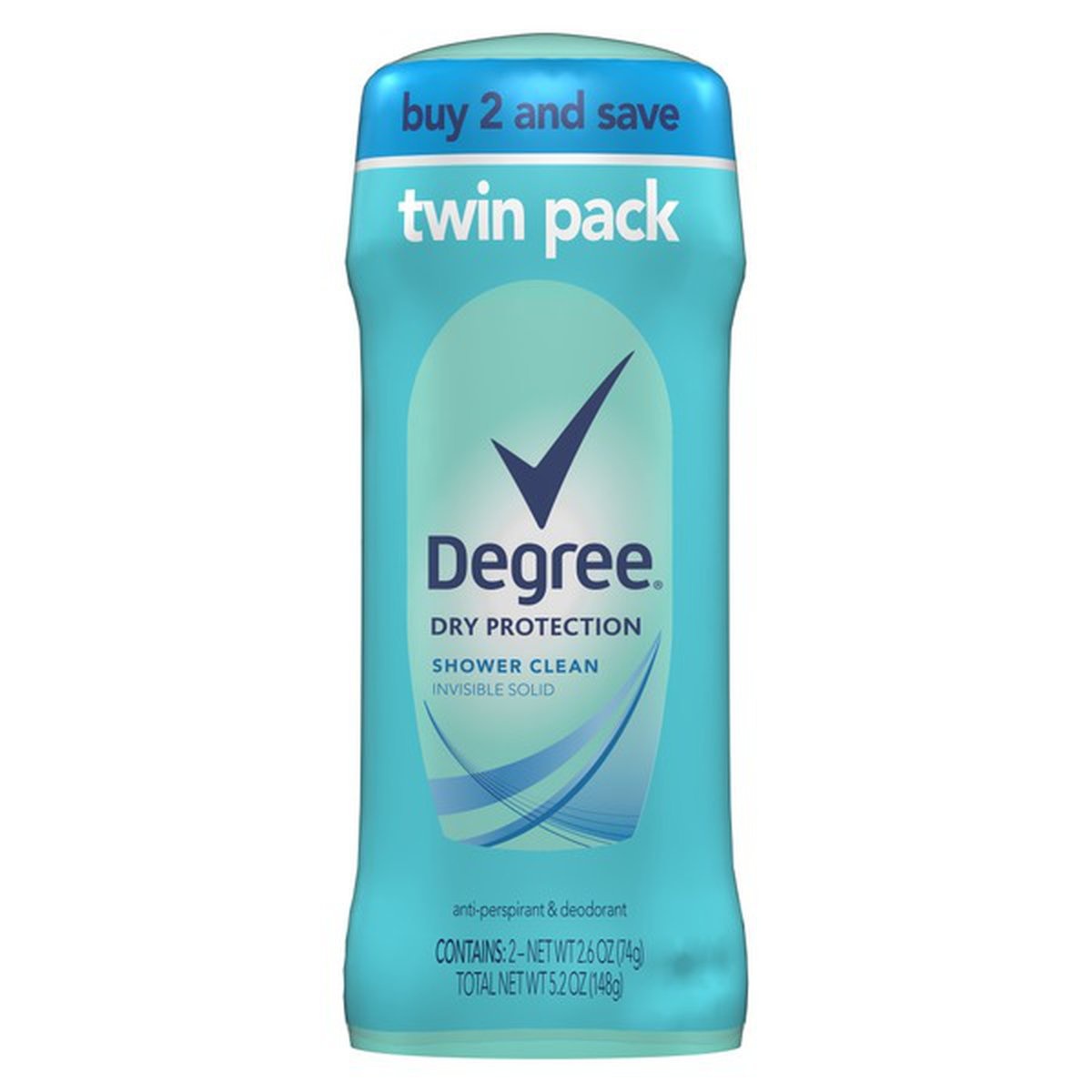 slide 1 of 1, Degree Antiperspirant Deodorant Shower Clean, 2 ct 2.6 oz