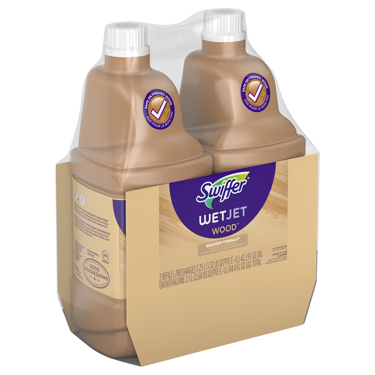 slide 2 of 4, Swiffer Wet Jet Mop Wood Refill Solution, Hardwood Floor Cleaner for Mopping & Cleaning, 42.2oz, 84.40 fl oz