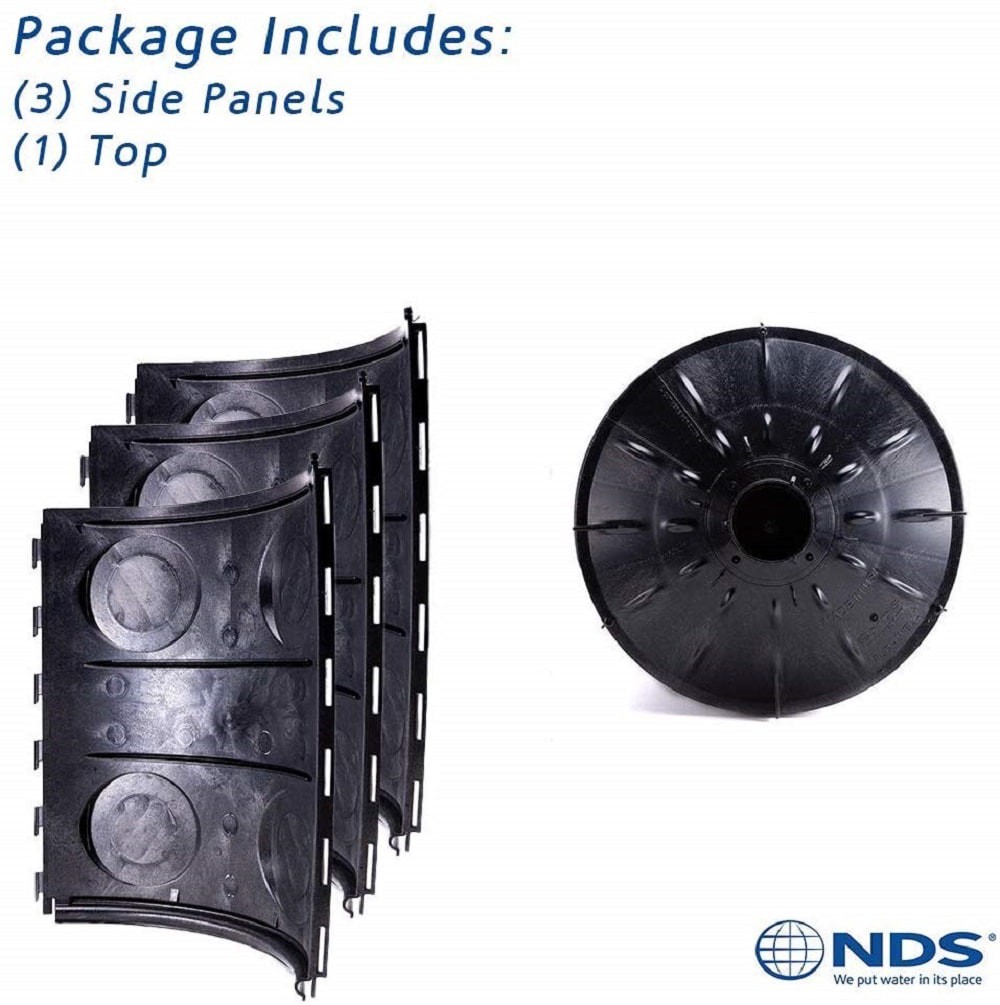 slide 4 of 6, NDS 50 Gal. Flo-Well Stormwater Dry Well System Kit with 3 Side Panels, 1 Cover, Filter Fabric Wrap, 1 ct