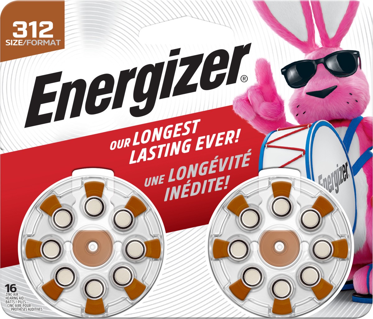 slide 2 of 3, Energizer Hearing Aid Batteries Size 312, Brown Tab, 16 Pack, 16 ct