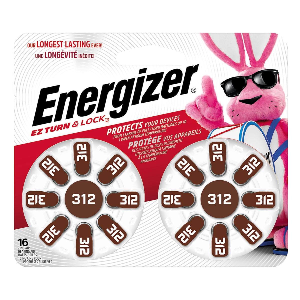 slide 1 of 2, Energizer Size 312 Hearing Aid Batteries - Brown 16pk, 16 ct