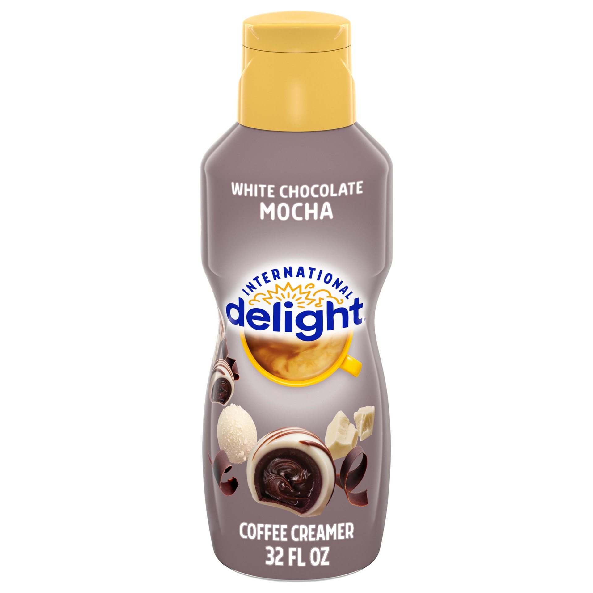 slide 1 of 8, International Delight Coffee Creamer, White Chocolate Mocha, Refrigerated Flavored Creamer, 32 FL OZ Bottle, 32 fl oz