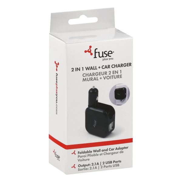 slide 1 of 1, Fuse Wall & Car Charger, 1 ct