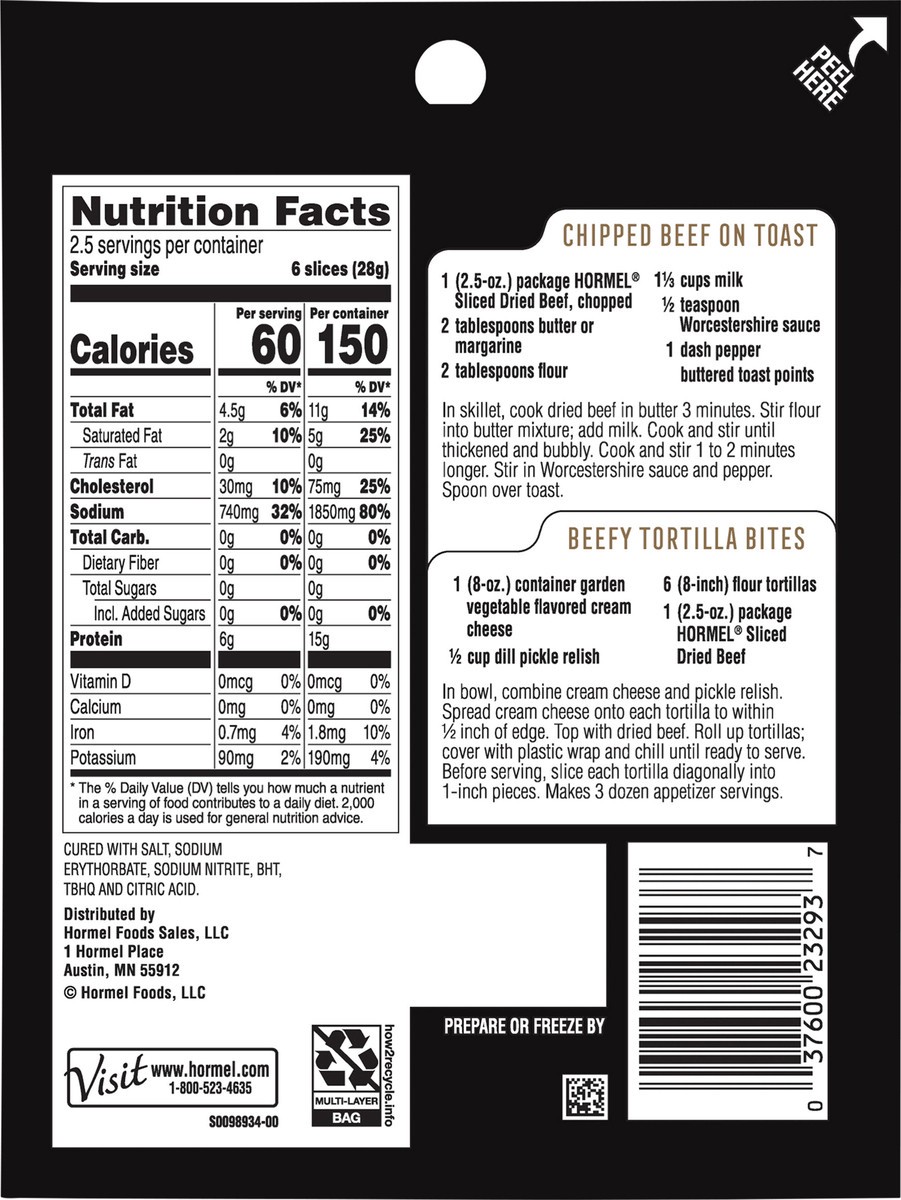 slide 7 of 7, HORMEL Sliced Dried Beef, 2.5 oz