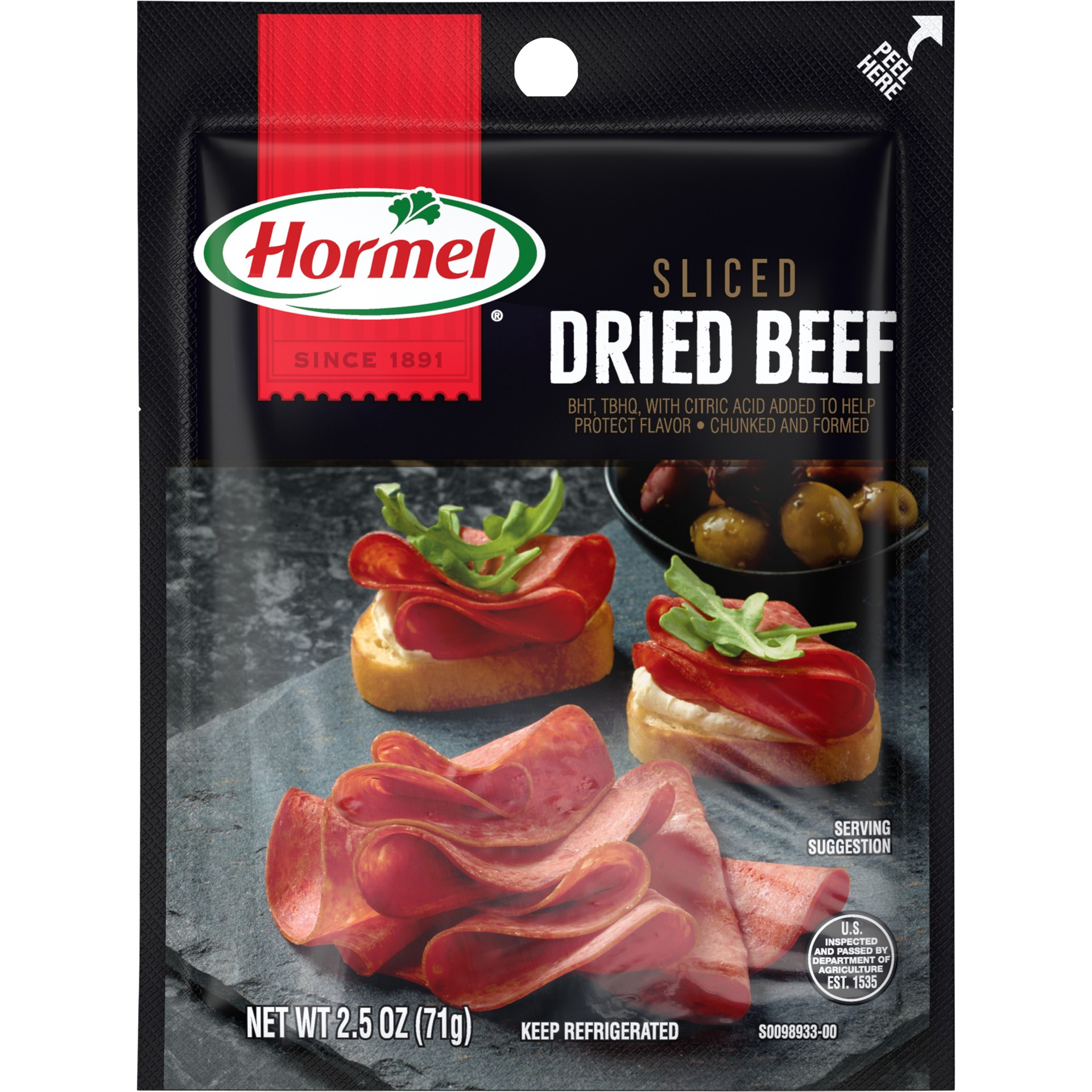 slide 1 of 1, Hormel Dried Beef - Sliced Chunked & Formed, 2.5 oz