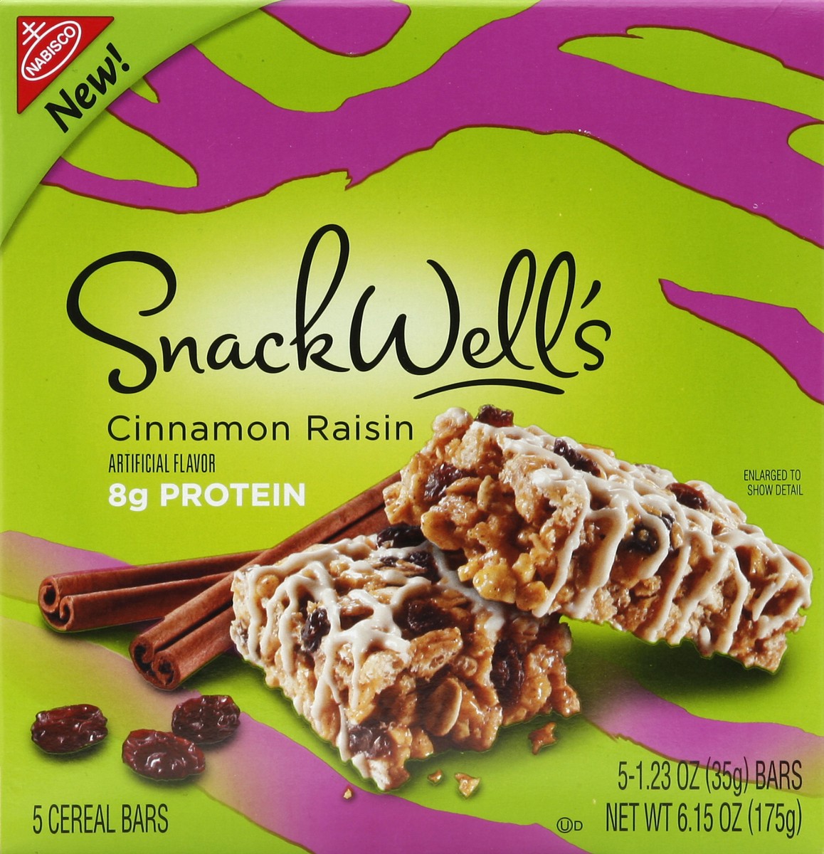 slide 4 of 5, SnackWell's Cinnamon Raisin Cereal Bar, 6.15 oz