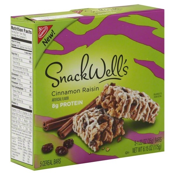 slide 1 of 5, SnackWell's Cinnamon Raisin Cereal Bar, 6.15 oz