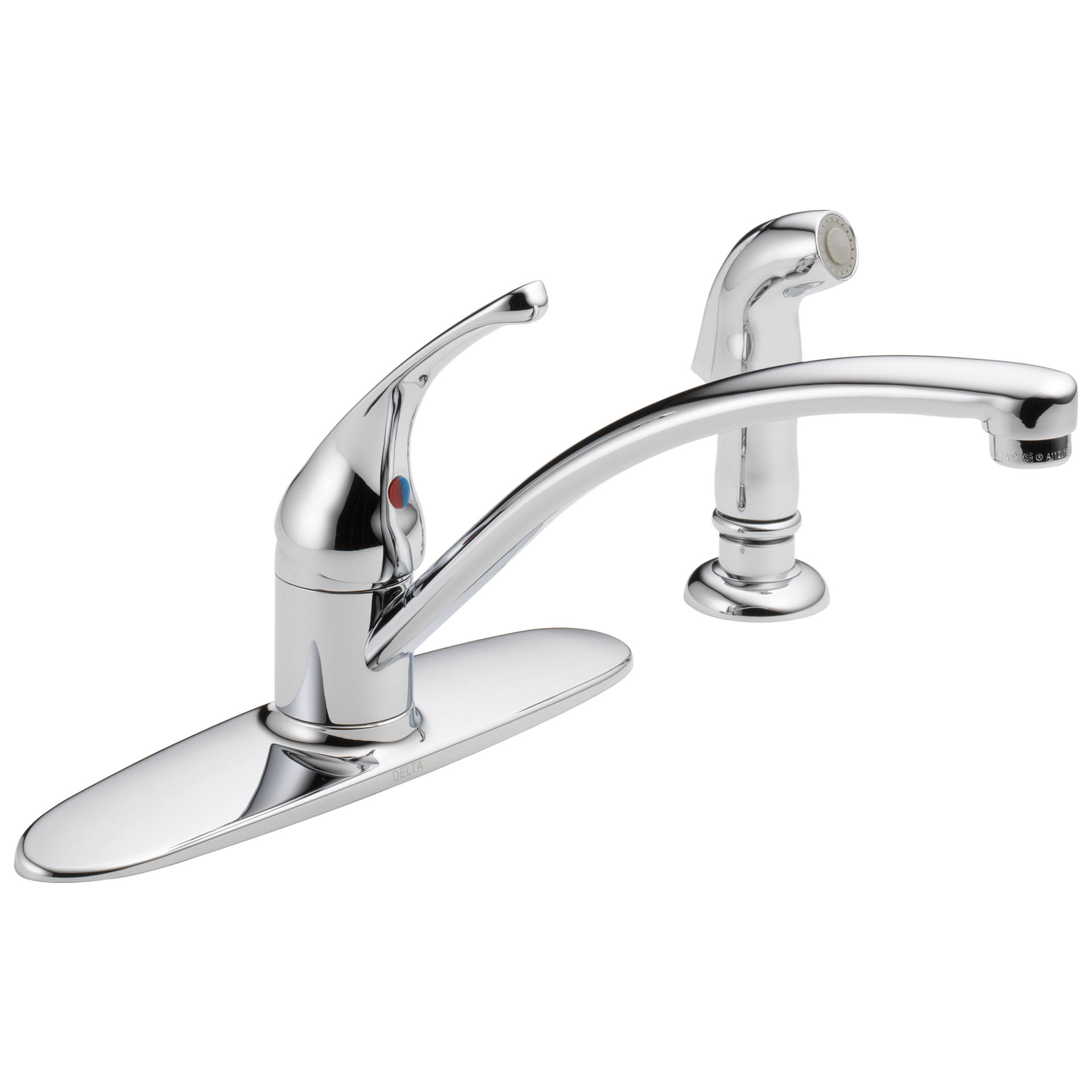 slide 2 of 6, Delta Foundations Chrome Single Handle Deck-mount Kitchen Faucet (Includes Deck Plate) (Includes Side Sprayer), 1 ct