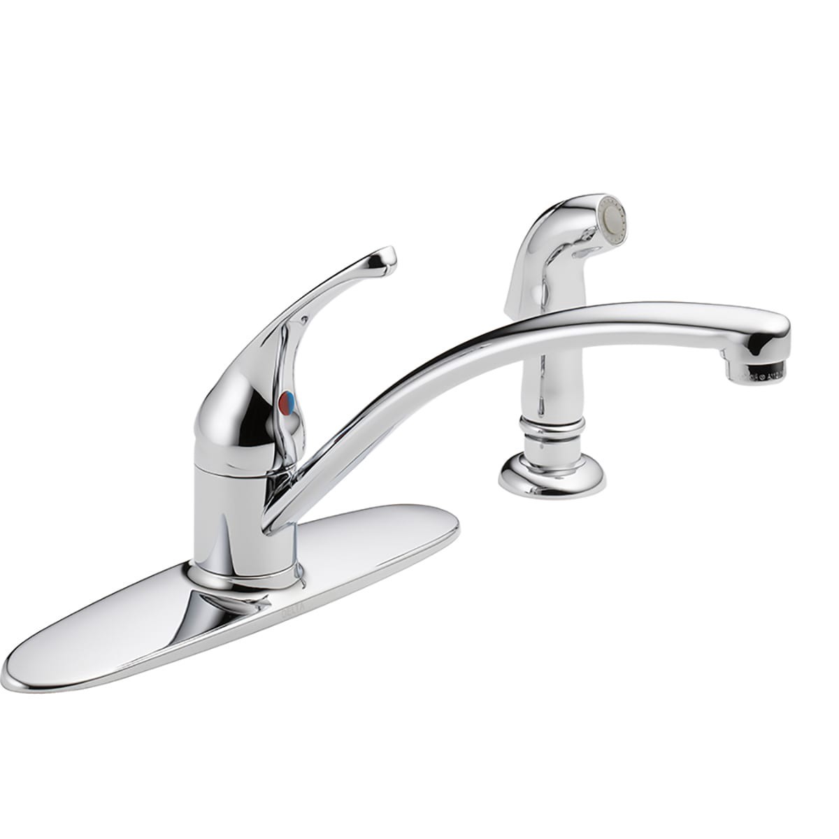 slide 1 of 6, Delta Foundations Chrome Single Handle Deck-mount Kitchen Faucet (Includes Deck Plate) (Includes Side Sprayer), 1 ct