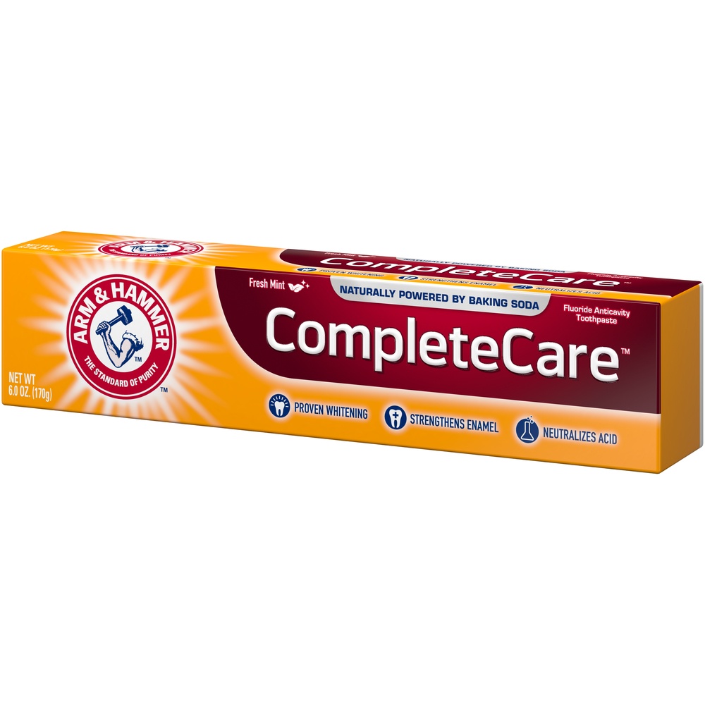 slide 3 of 4, ARM & HAMMER Complete Care Plus Whitening Fresh Mint Baking Soda Peroxide Toothpaste, 6 oz