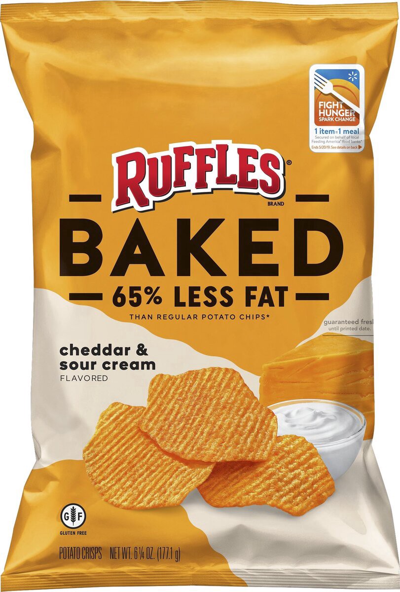 slide 5 of 8, Ruffles Baked Potato Crisps Cheddar & Sour Cream, 6.25 oz