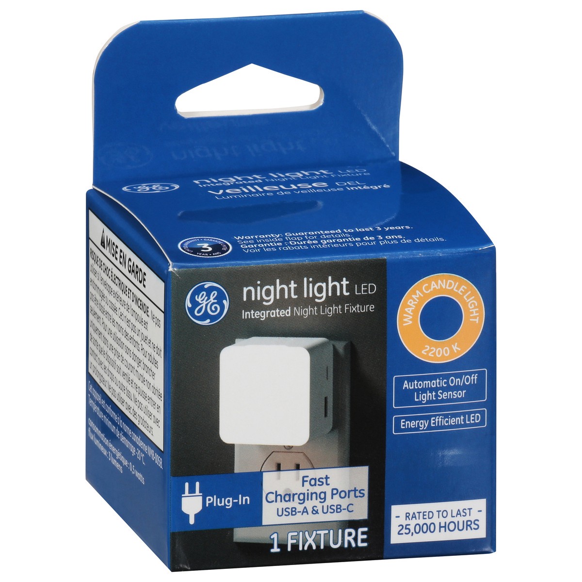 slide 7 of 9, GE Night Light LED USB-A & USB-C Fast Plug-In Charging Ports 1 ea, 1 ct