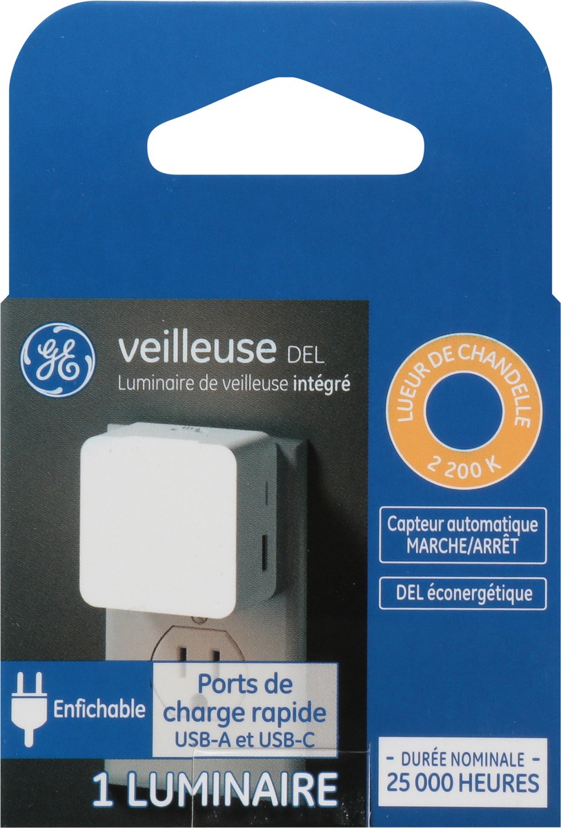 slide 3 of 9, GE Night Light LED USB-A & USB-C Fast Plug-In Charging Ports 1 ea, 1 ct