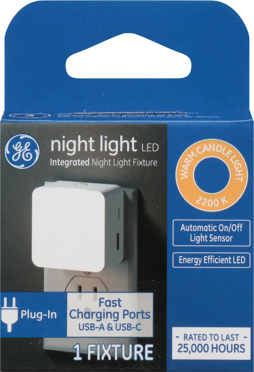 slide 9 of 9, GE Night Light LED USB-A & USB-C Fast Plug-In Charging Ports 1 ea, 1 ct
