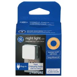 GE Night Light LED USB-A & USB-C Fast Plug-In Charging Ports 1 ea