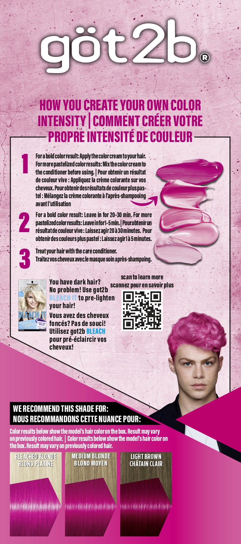 slide 5 of 5, göt2b Color Remix 093 Shocking Pink Semi-Permanent Multi-Application Hair Color 1 Each, 1 ct