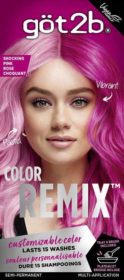 slide 2 of 5, göt2b Color Remix 093 Shocking Pink Semi-Permanent Multi-Application Hair Color 1 Each, 1 ct