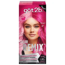 Göt2b Color Remix Customizable Semi-Permanent Hair Color, Shocking Pink, 1 Application