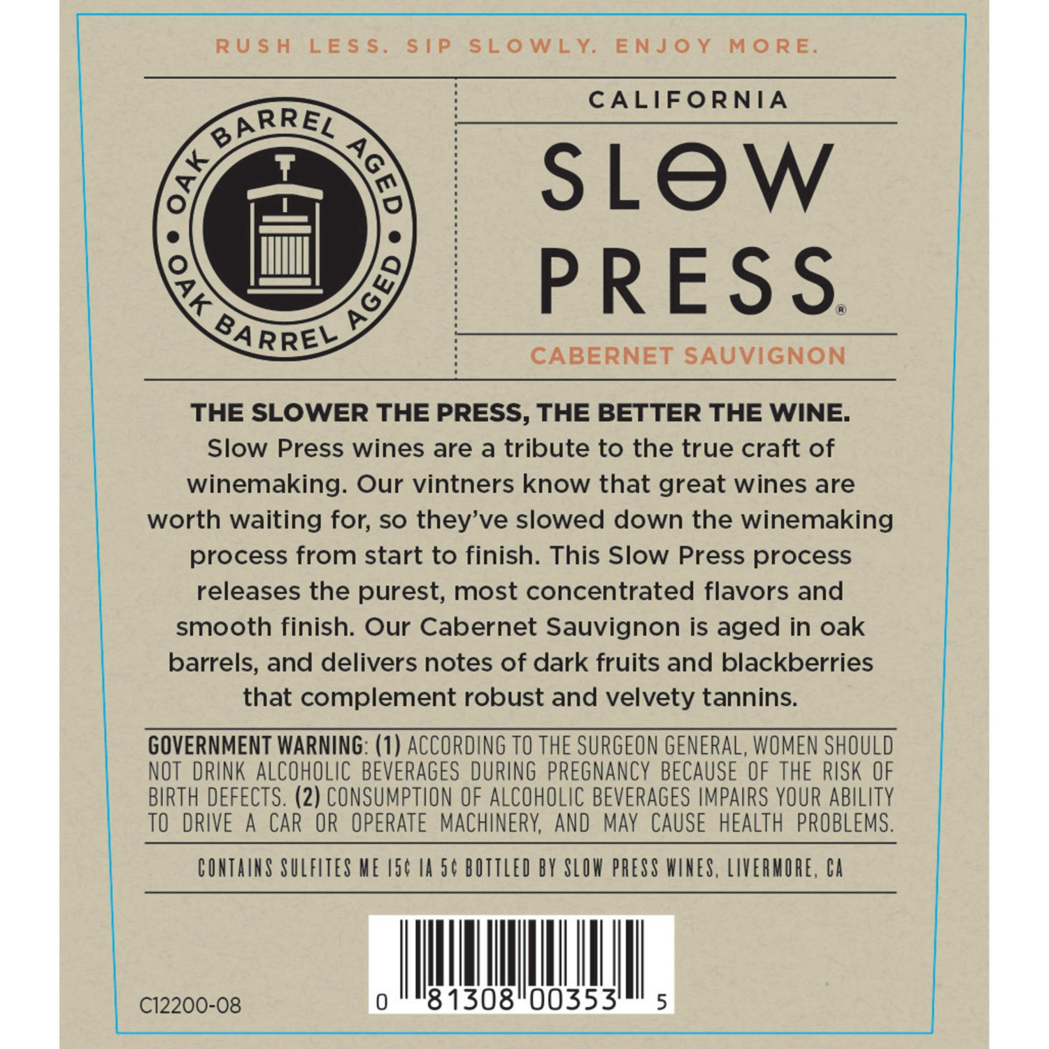 slide 2 of 14, Slow Press Cabernet Sauvignon Red Wine - 750ml, 2016 California, 750 ml