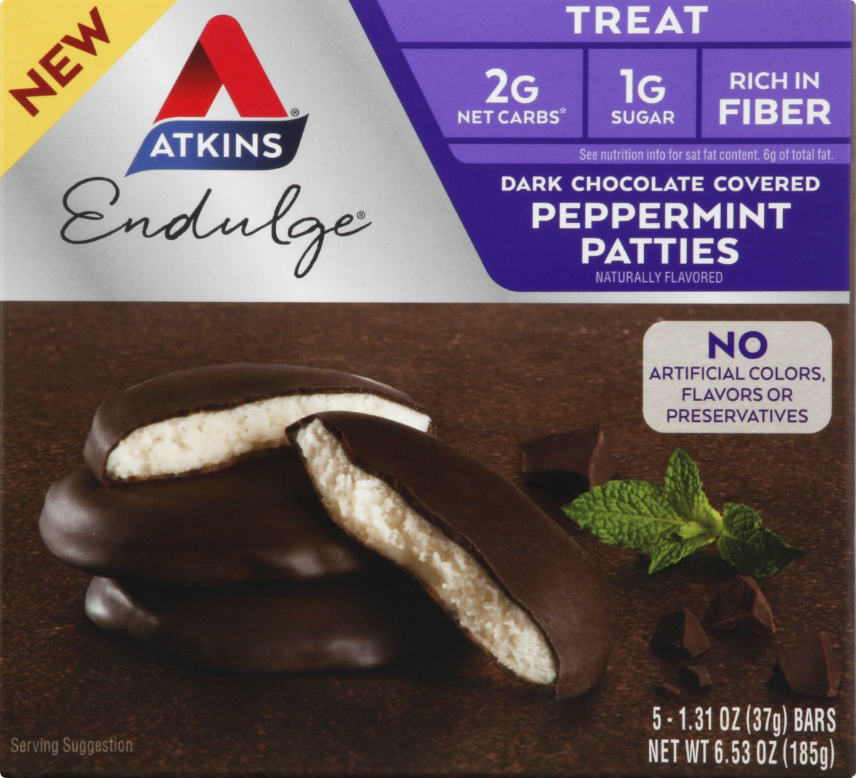 slide 6 of 9, Atkins Peppermint Endulge Treat Patties 5Ct, 6.53 oz