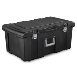 Sterilite Wheeled Foot Locker Black with Chrome Hinges and Latches