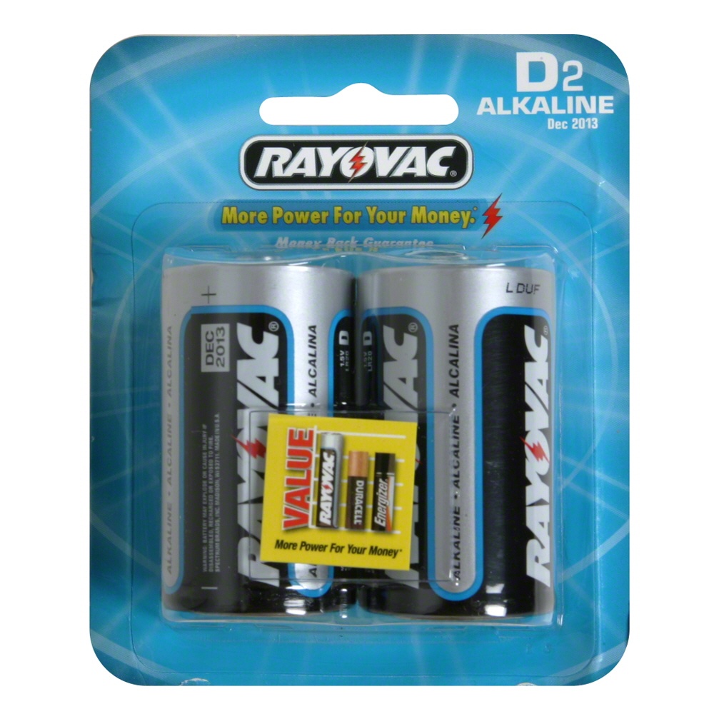 slide 1 of 1, Rayovac High Energy Alkaline Batteries, Size D Batteries, 2 ct