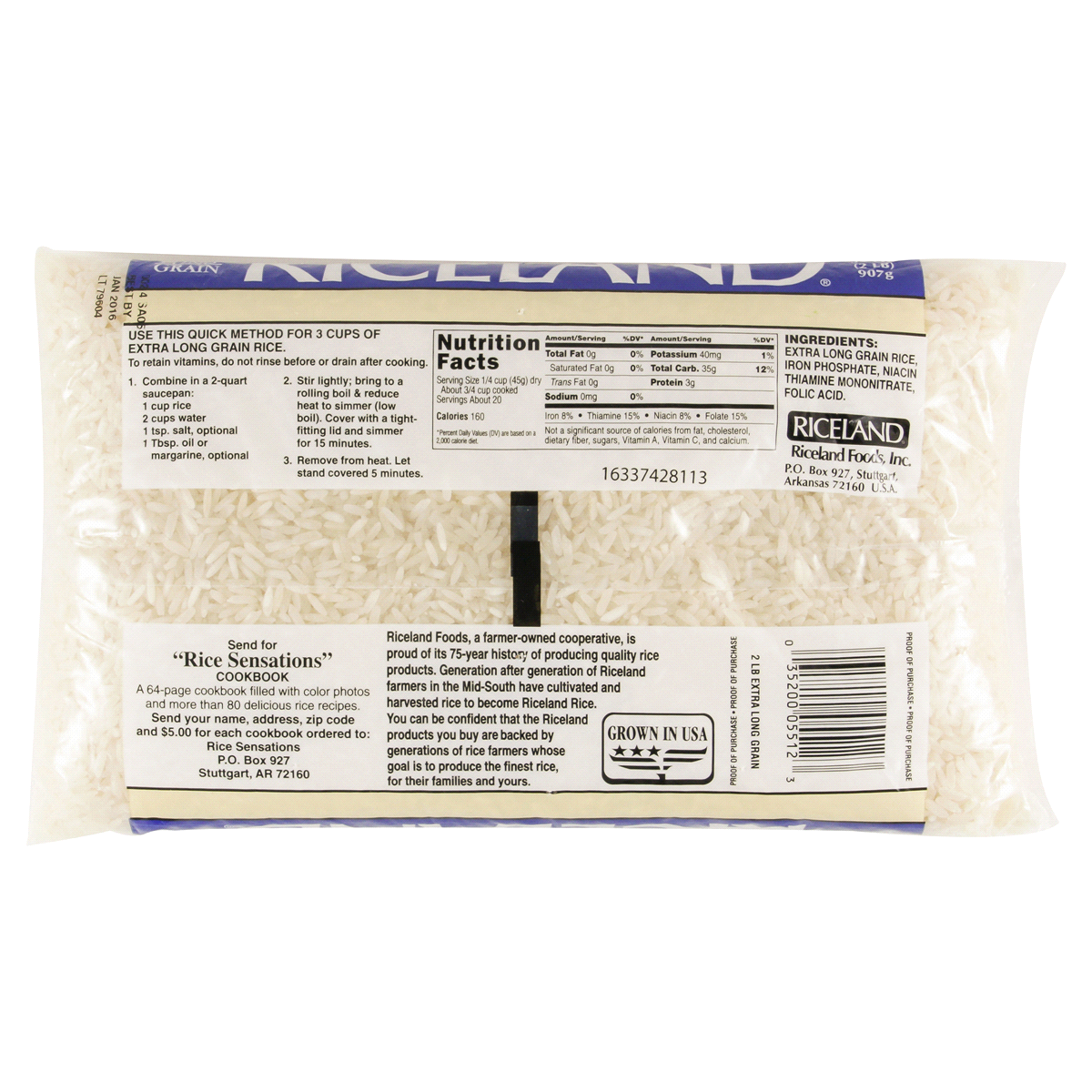 slide 2 of 2, Riceland Extra Long Grain White Rice, 2 lb