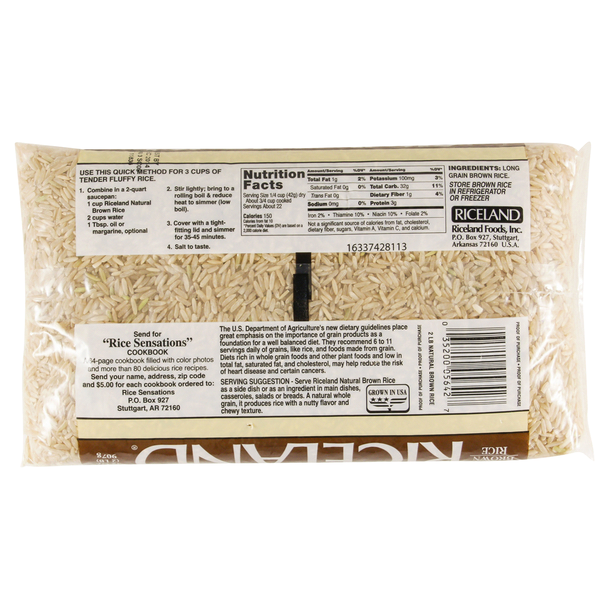 slide 2 of 2, Riceland Extra Long Grain Brown Rice, 32 oz