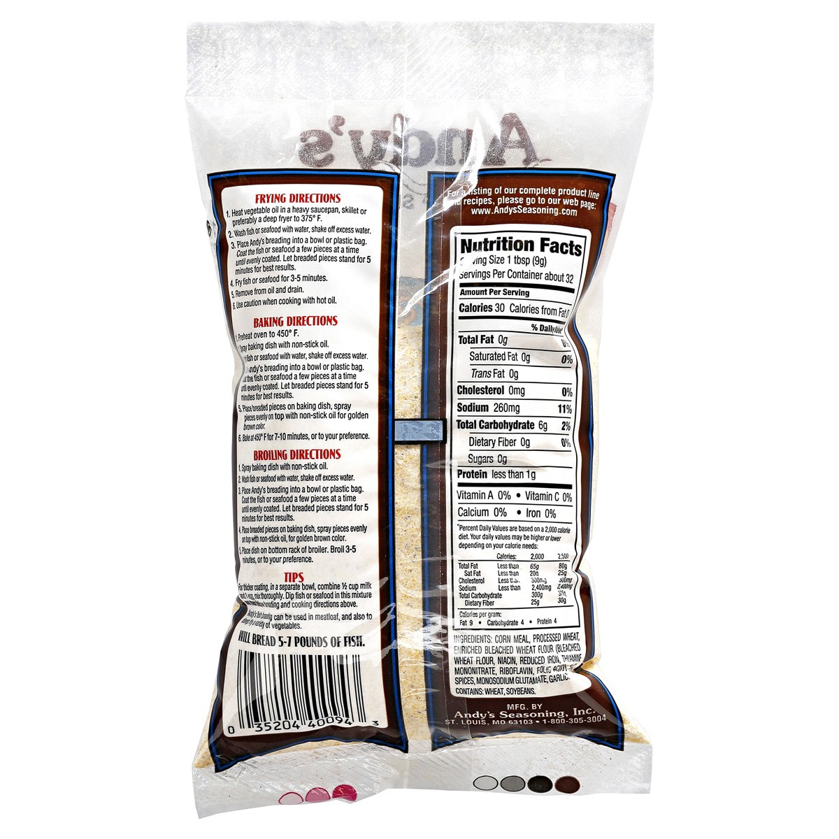 slide 2 of 2, Andys Seasoning Yellow Fish Breading, 10 oz