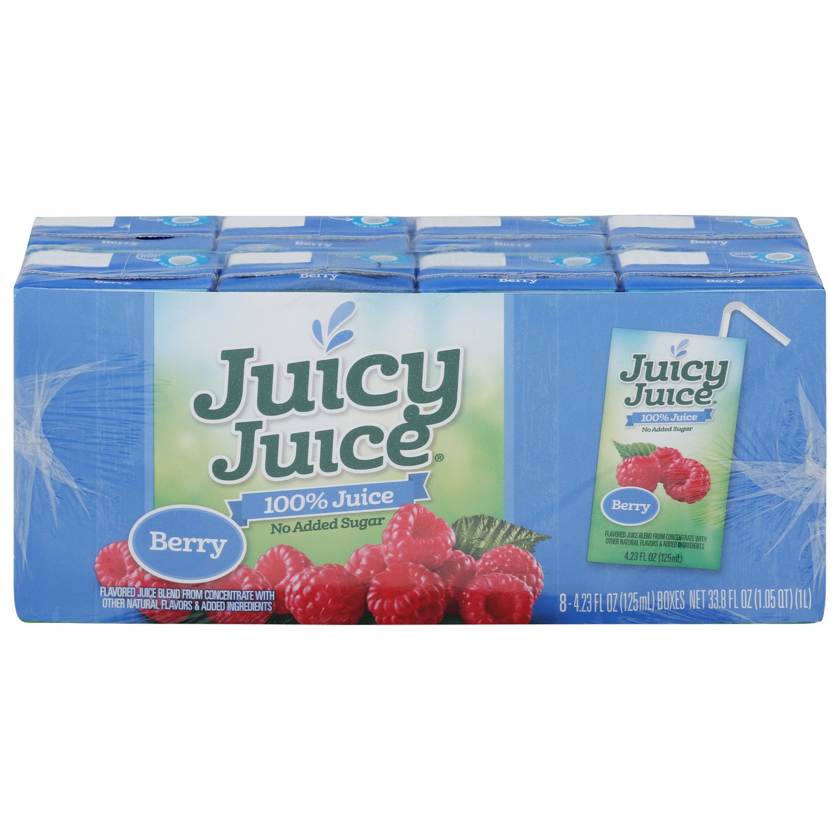 slide 1 of 9, Juicy Juice No Added Sugar Berry 100% Juice 8 - 4.23 fl oz Boxes, 8 ct; 4.23 fl oz