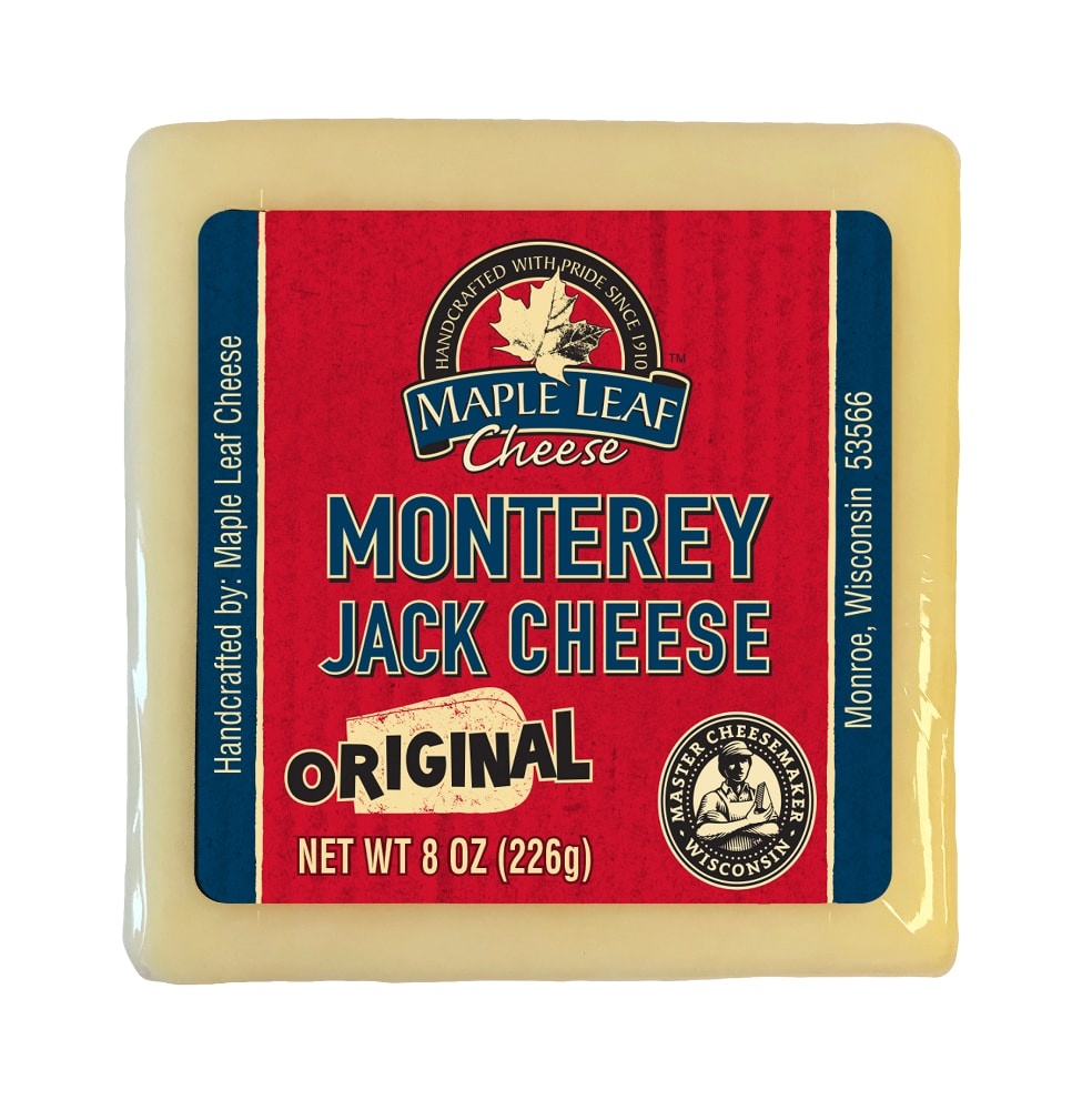 slide 1 of 1, Maple Leaf Cheese Original Monterey Jack Cheese, 8 oz