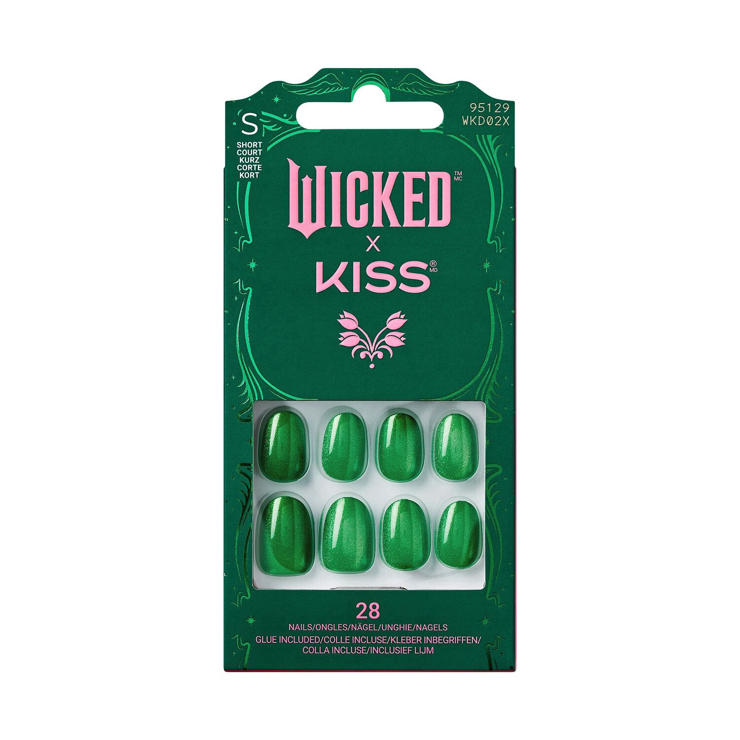 slide 1 of 1, KISS NAIL Wicked X Kiss Press On Nails - YouâRe Green?!, 1 ct