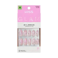 Kiss Glam Breeze Of Bliss 3D & Jeweled Medium Nails, 32 Count