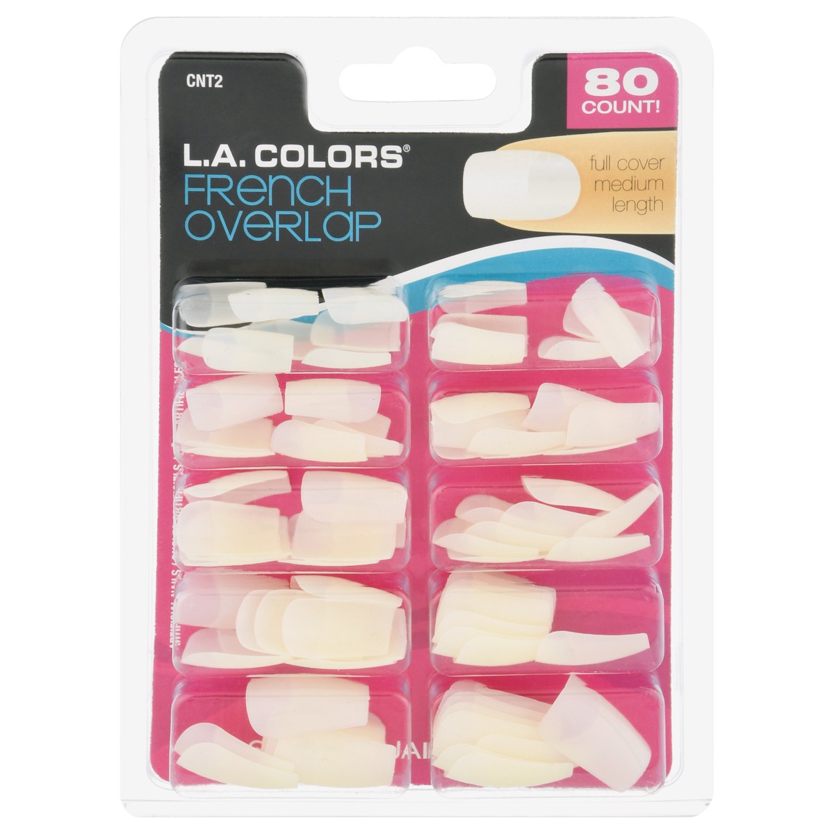 slide 8 of 11, L.A. Colors French Overlap Full Cover Medium Length Artificial Nail Tips 80 ea, 80 ct