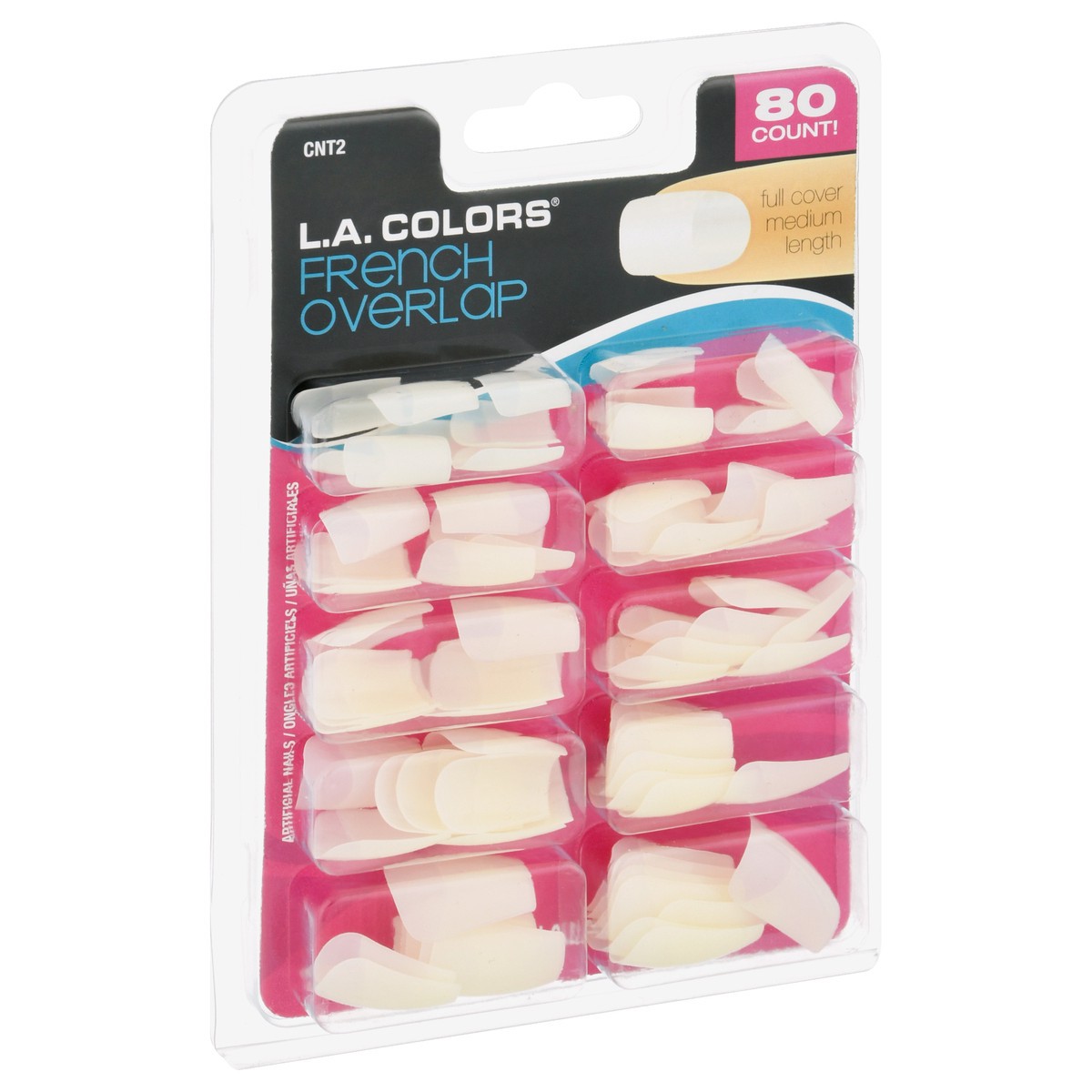 slide 5 of 11, L.A. Colors French Overlap Full Cover Medium Length Artificial Nail Tips 80 ea, 80 ct