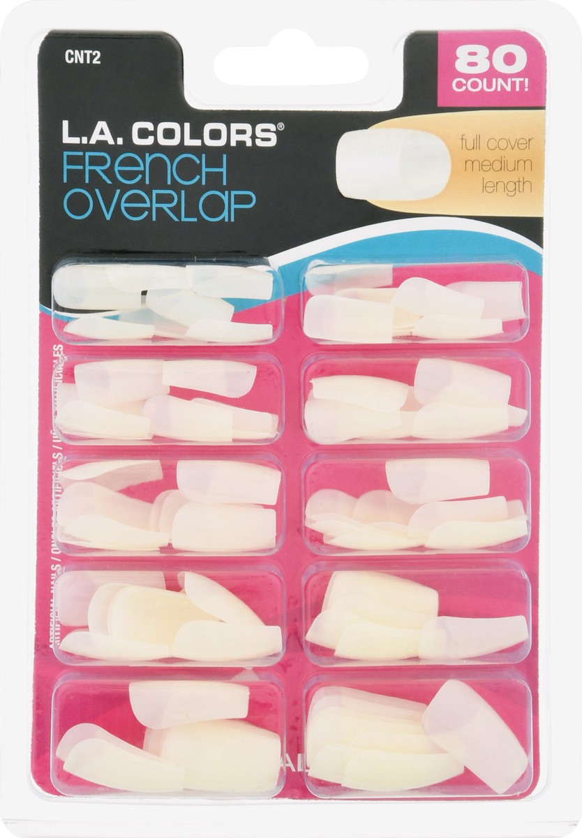 slide 1 of 11, L.A. Colors French Overlap Full Cover Medium Length Artificial Nail Tips 80 ea, 80 ct