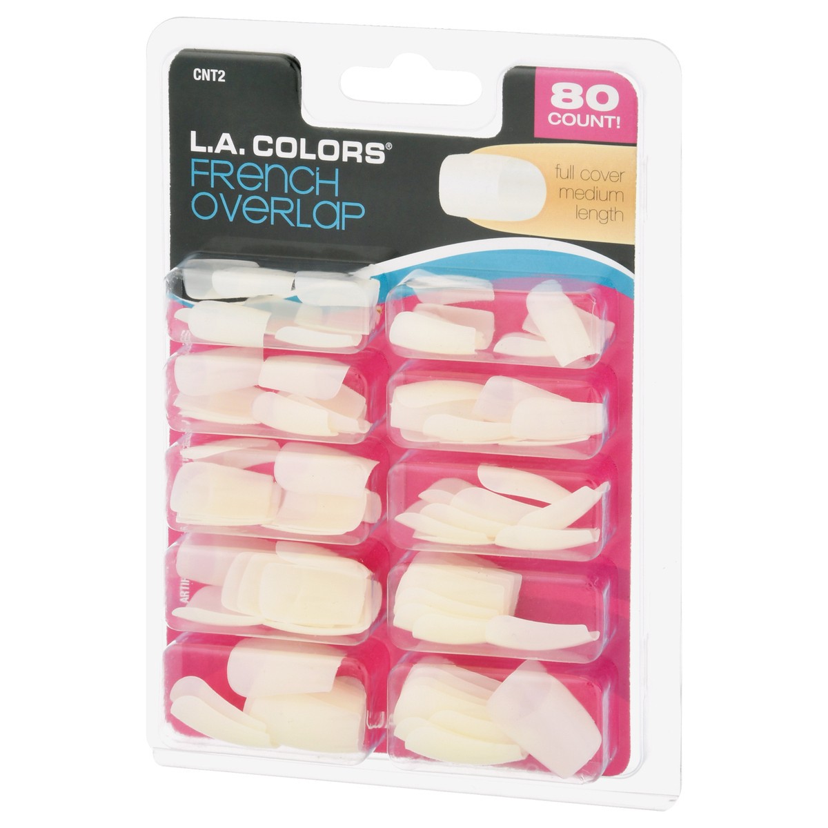 slide 6 of 11, L.A. Colors French Overlap Full Cover Medium Length Artificial Nail Tips 80 ea, 80 ct