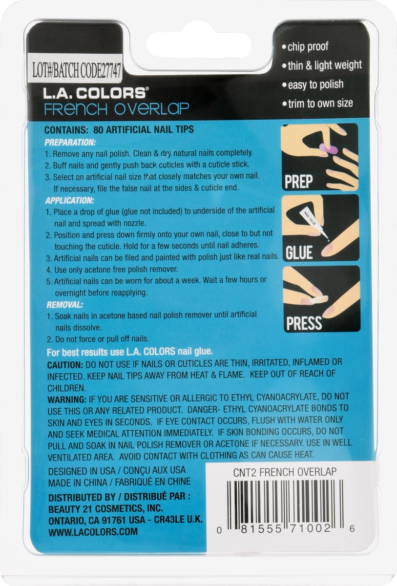 slide 2 of 11, L.A. Colors French Overlap Full Cover Medium Length Artificial Nail Tips 80 ea, 80 ct