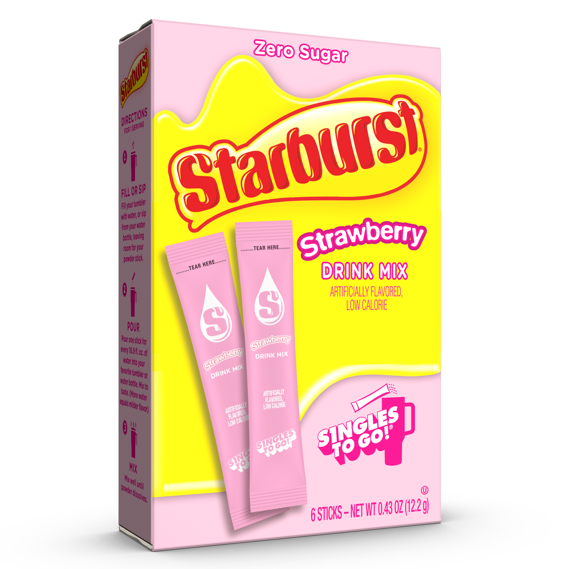 slide 1 of 14, Starburst Drink Sticks Strawberry (Pink) 6ct, 6 ct