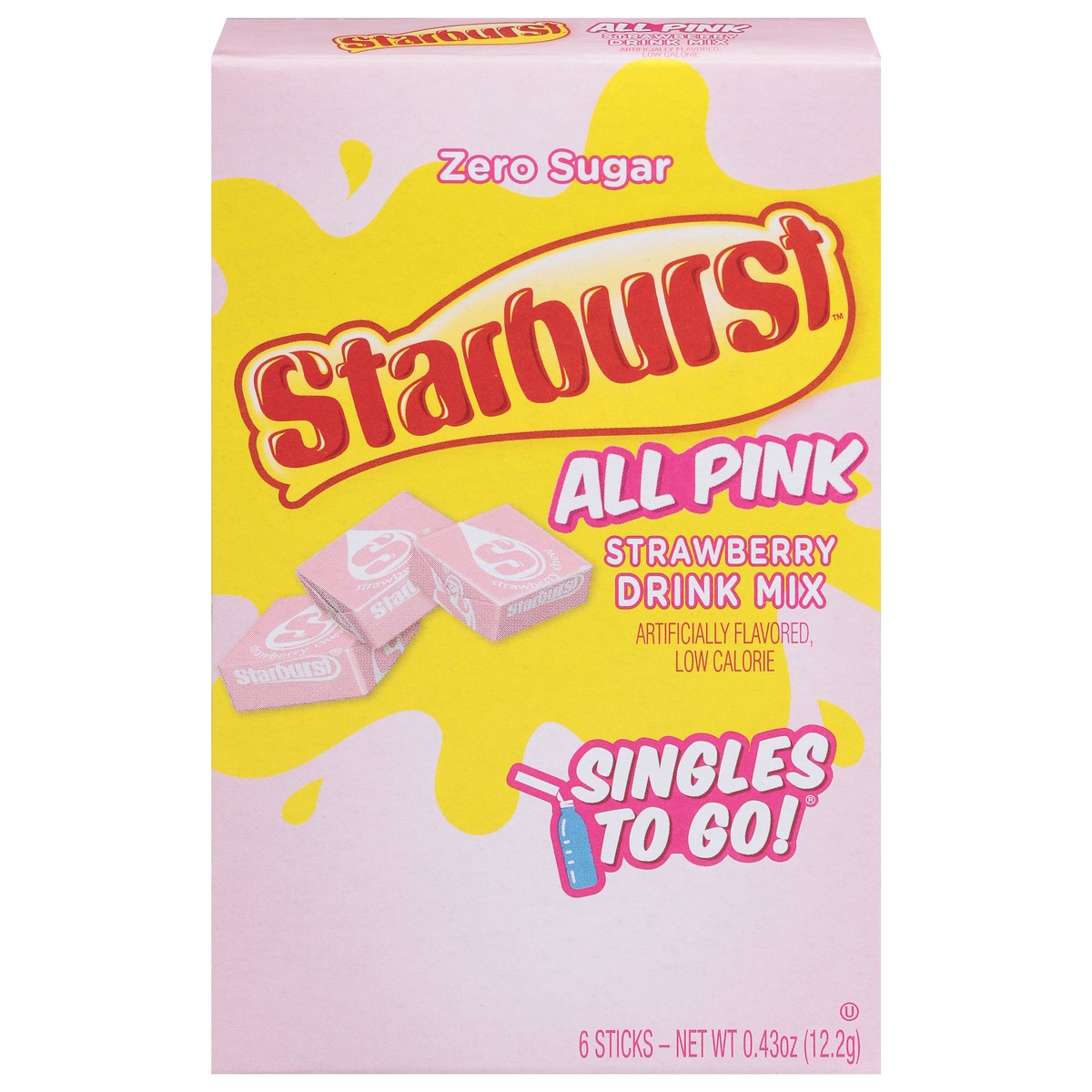 slide 1 of 14, Starburst Zero Sugar Singles To Go! All Pink Strawberry Drink Mix 6 ea, 6 ct