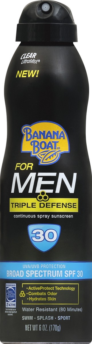 slide 2 of 2, Banana Boat For Men Triple Defense Sunscreen Spray - SPF 30, 6 oz