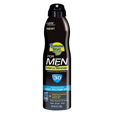 slide 1 of 2, Banana Boat For Men Triple Defense Sunscreen Spray - SPF 30, 6 oz