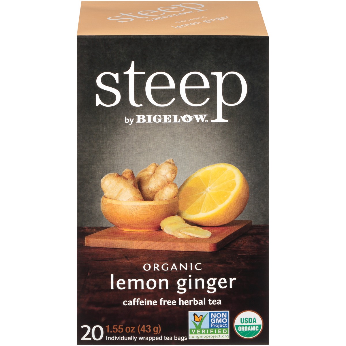 slide 6 of 12, steep Organic Caffeine Free Lemon Ginger Herbal Tea 20 Tea Bags - 20 ct, 20 ct