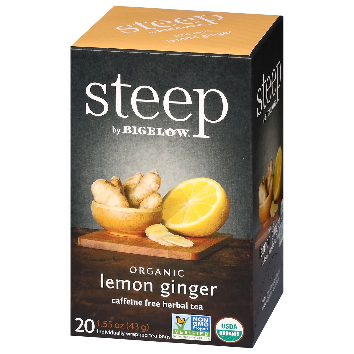 slide 12 of 12, steep Organic Caffeine Free Lemon Ginger Herbal Tea 20 Tea Bags - 20 ct, 20 ct