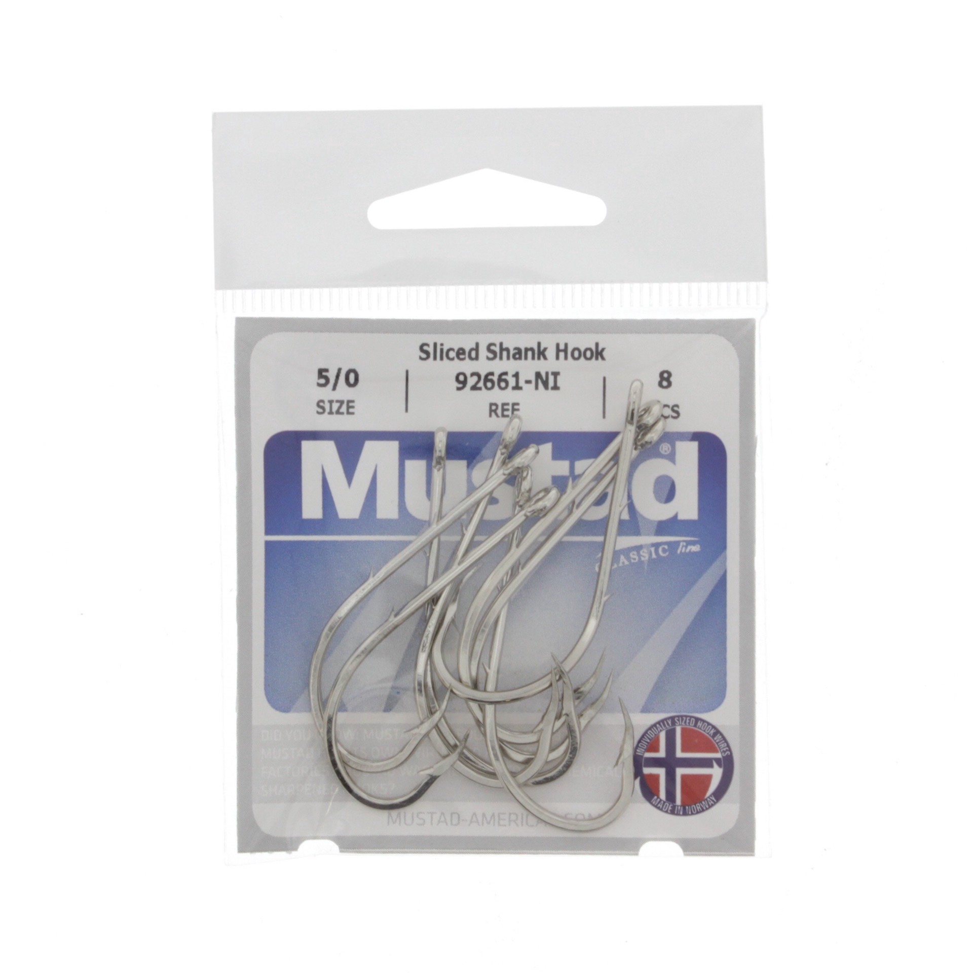 slide 1 of 1, Mustad Sliced Shank Hook Size 5/0, 8 ct