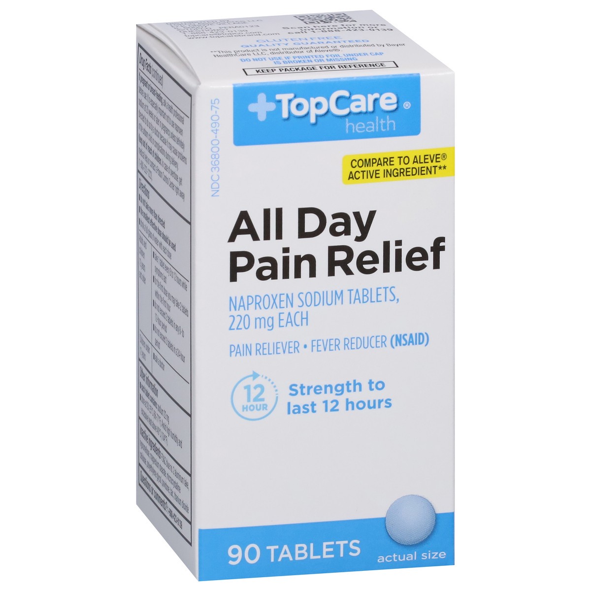slide 9 of 9, Topcare All Day Pain Relief, 220 Mg, Tablets 90 Ea, 90 ct